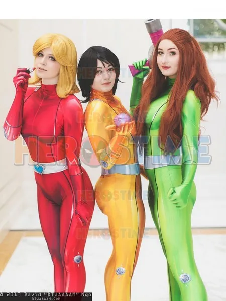 Totally Spies! Alex Yellow Spandex Superhero Cosplay Costume For