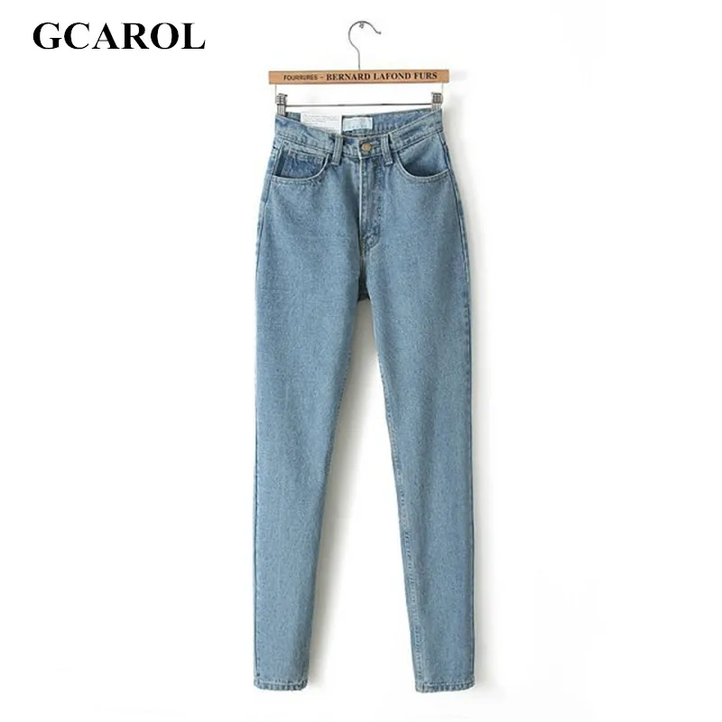 GCAROL Women High Waist Denim Jeans Vintage Slim Mom Style Pencil Jeans High Quality Basic Denim Pants For 4 Season-animated-img