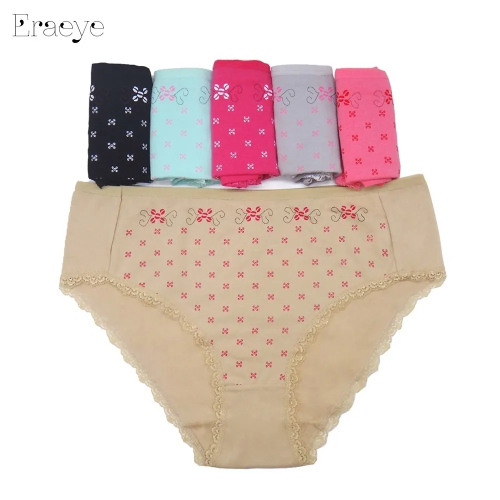 PCS / Set M-XL Cotton Panties Women's Underwear Panty Plus Size Fashion  Floral Briefs Girls Mid Waist Shorts Female Lingerie