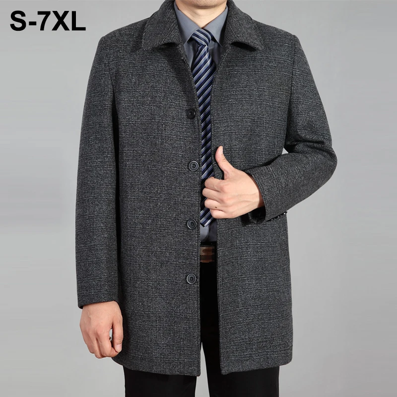 Купить Куртки и жакеты | 2022 New Men Peacoat Woolen Coat Winter Overcoat  Wool Long Coat Autumn Men Wool Jacket Winter Trench Coats For Men Plus Size  7XL