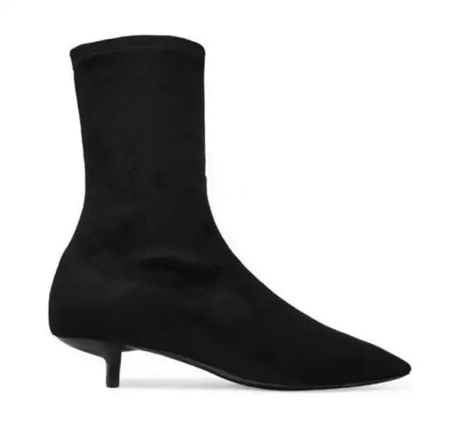 stretch kitten heel boots