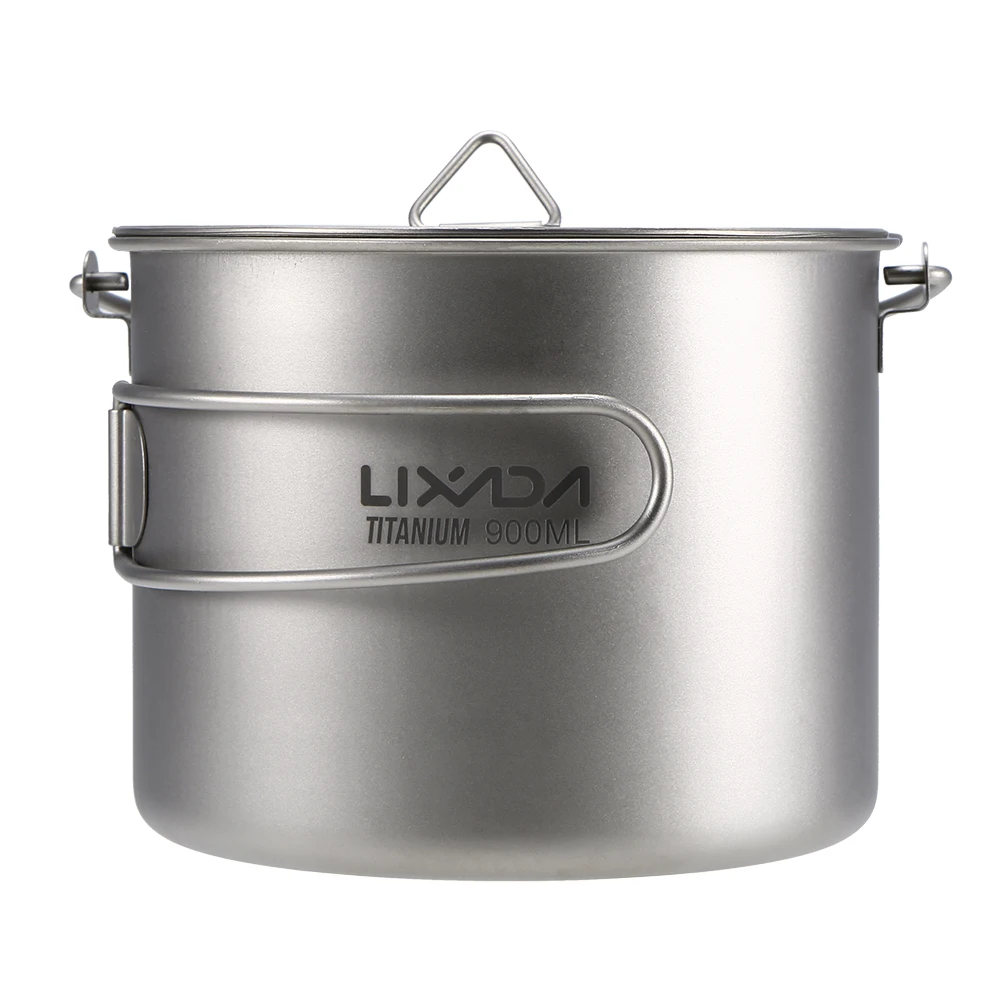 Lixada Ultralight Titanium Cup Mug 300/350/550/650ml Outdoor Water Cup  Camping Picnic Water Mug Tableware with Foldable Handle