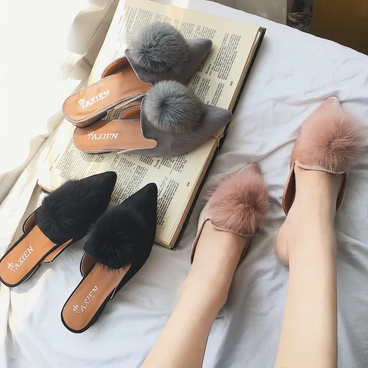 shoes with fluffy ball