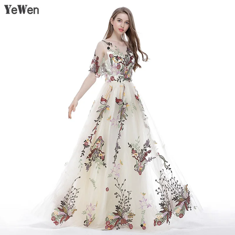 Embroidery champagne Evening Dress 