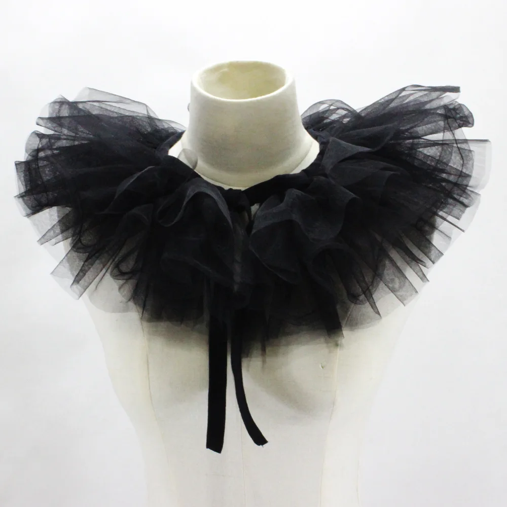Detachable chiffon shirt collar black 