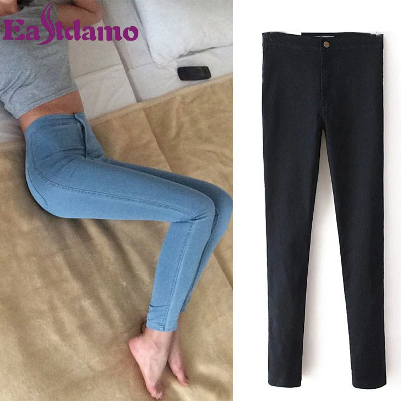 Eastdamo Slim Jeans For Women Skinny High Waist Jeans Woman Blue Denim Pencil Pants Stretch Waist Women Jeans Pants Plus Size-animated-img