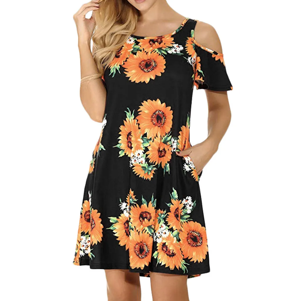 Women's Casual Off Shoulder Dress Short 