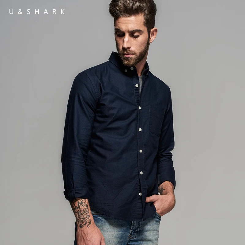 navy blue button down collar shirt