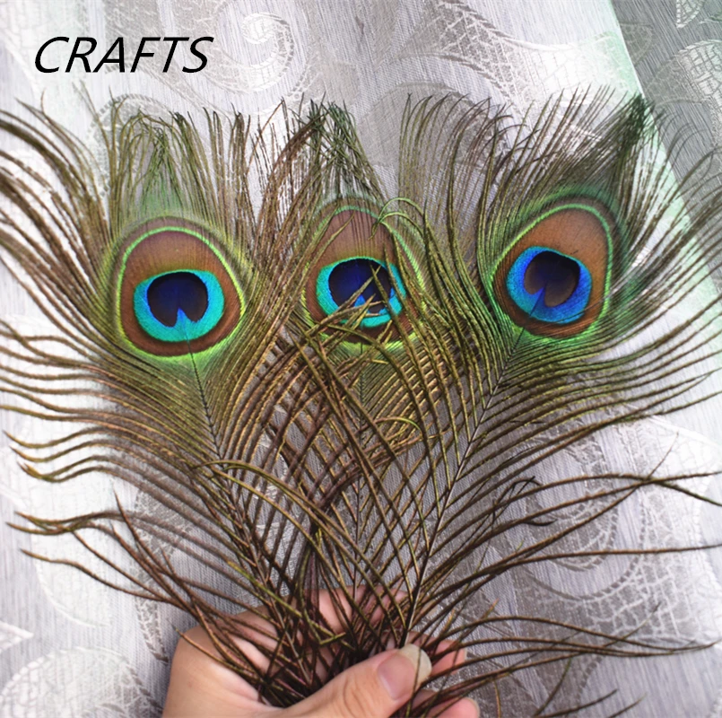 50 Pcs/Lot Natural Real Peacock Feathers For Crafts 25-80cm dress is with  Home Hotel decor room vase Wedding decoration plumes