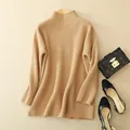 high grade goat cashmere thick knit women fashion half high collar short pullover sweater solid color M-L preview-2