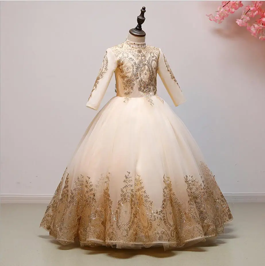 gold flower girl dresses