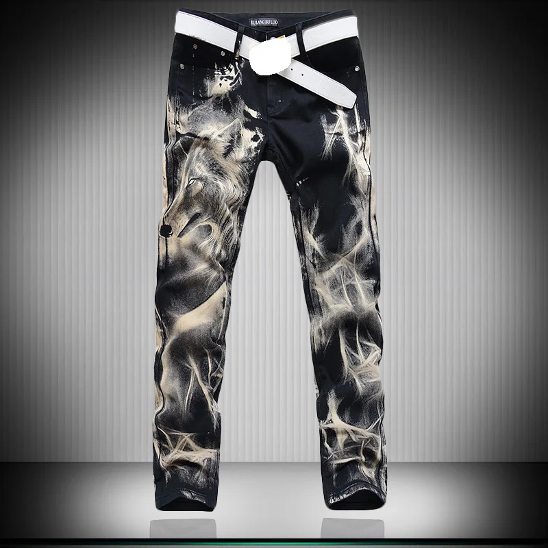 Hot Men'S designers Jeans 3d wolf lim 