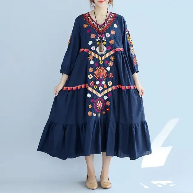 Loose Bohemia Embroidery Dresses 2022 