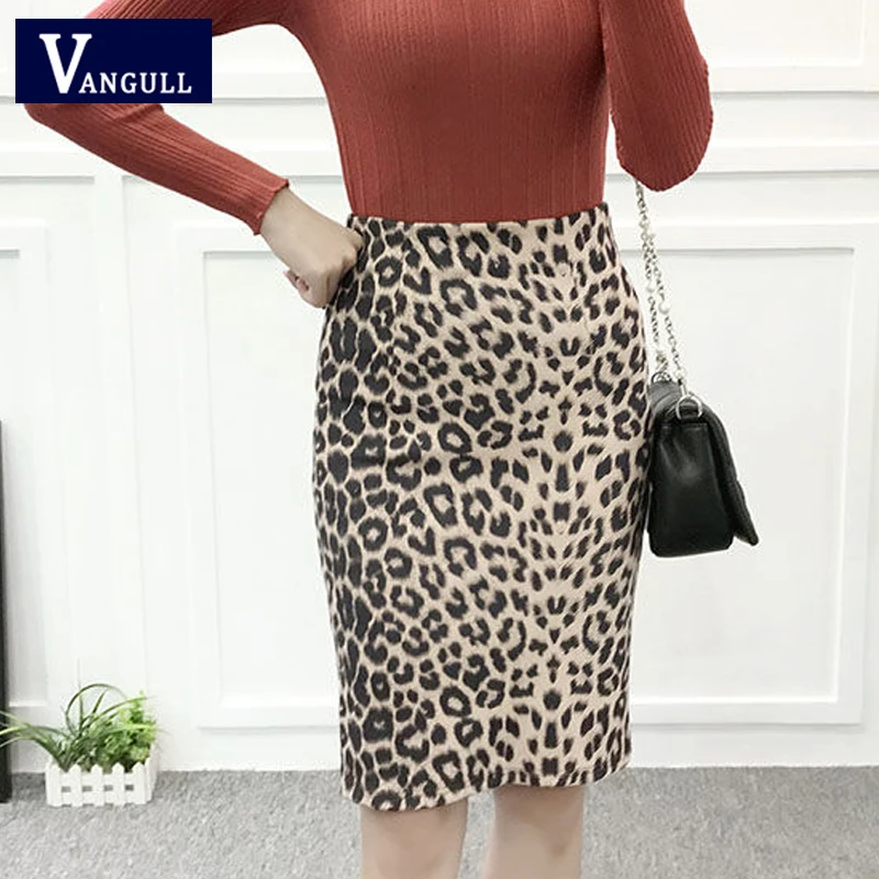 high waisted leopard pencil skirt