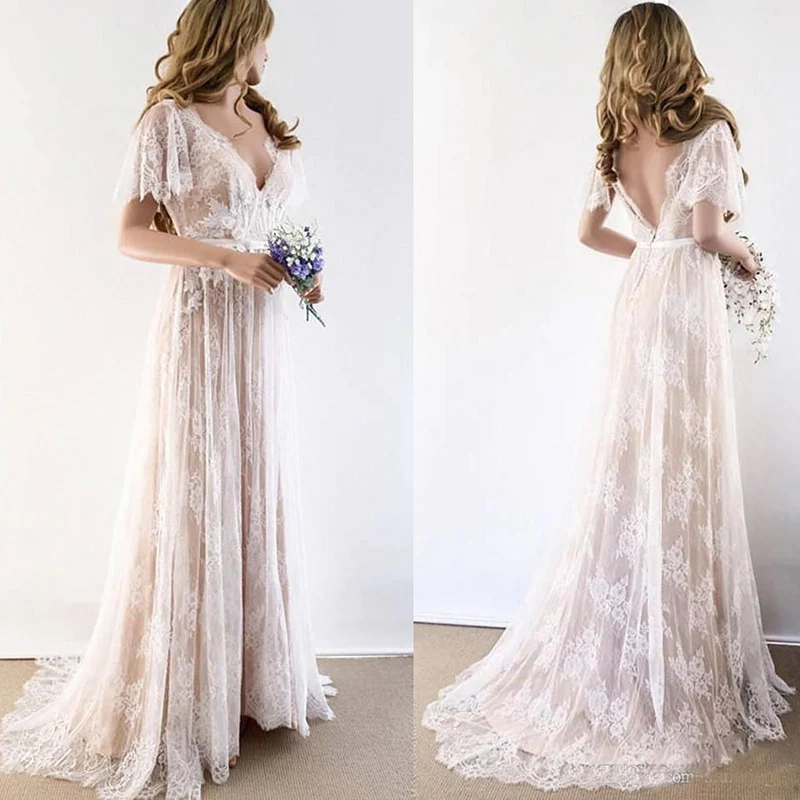 bohemian champagne dress