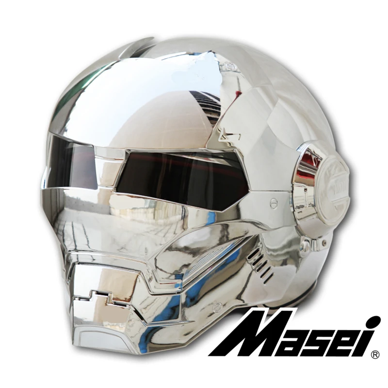 silver full face helmet