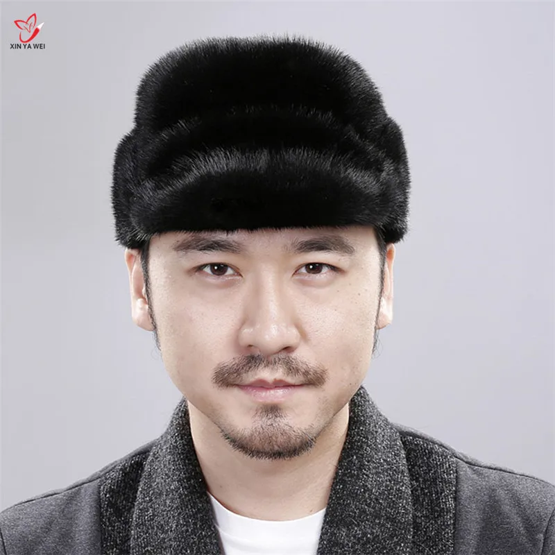 Mens Winter Hat Real Fox Fur Hats Natural Raccoon Fur Genuine