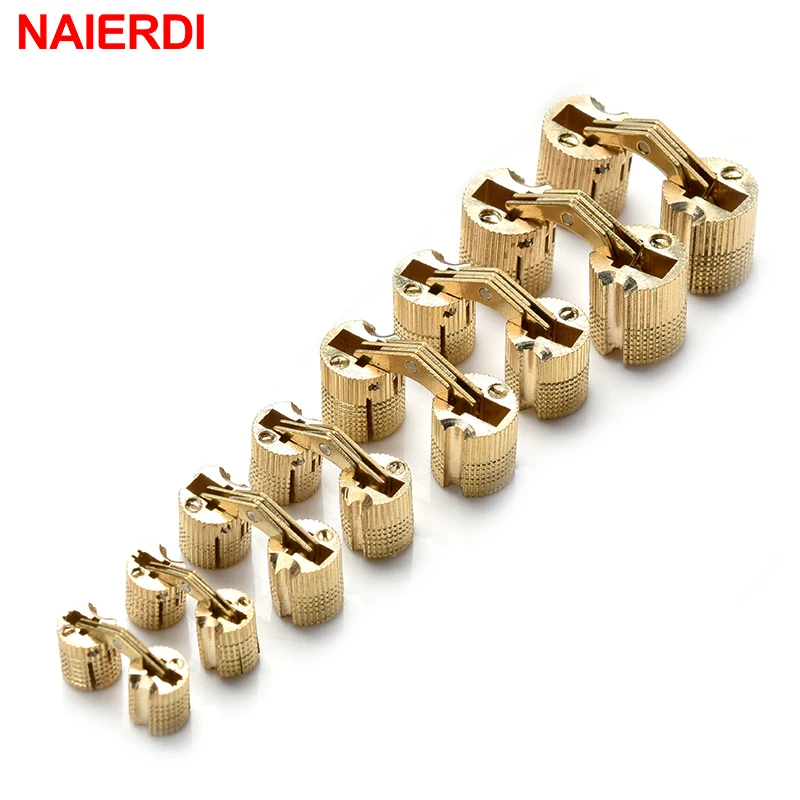 NAIERDI Copper Brass Furniture Hinges 8-18mm Cylindrical Hidden Cabinet Concealed Invisible Door Hinges For Hardware Gift Box-animated-img