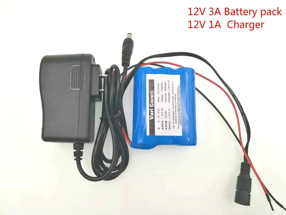 VariCore 12 V 3000 mAh 18650 Li-ion Rechargeable battery Pack for CCTV Camera 3A Batteries+ 12.6V 1A Charger-animated-img