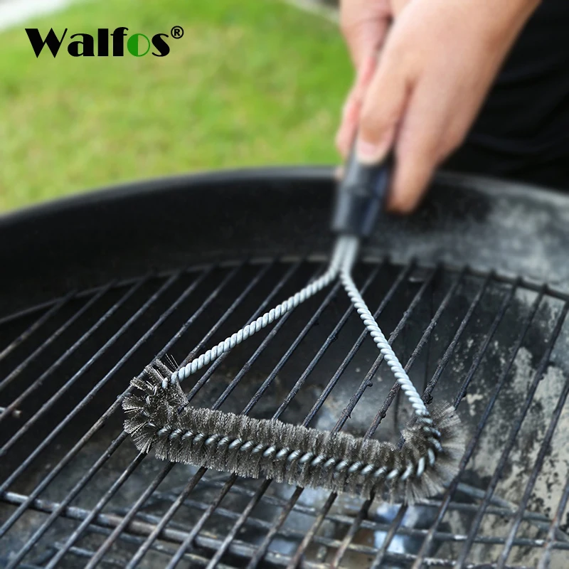 Non-Stick Barbecue Grill BBQ Brush Stainless Steel Wire Bristles Cleaning Brushes With Handle Durable Cooking BBQ Tools Hot Sale-animated-img