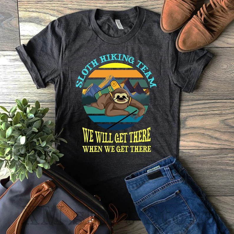 Sloth hiking t shirt Clearance