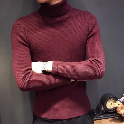 Turtleneck Pullover Men Clothes Long 