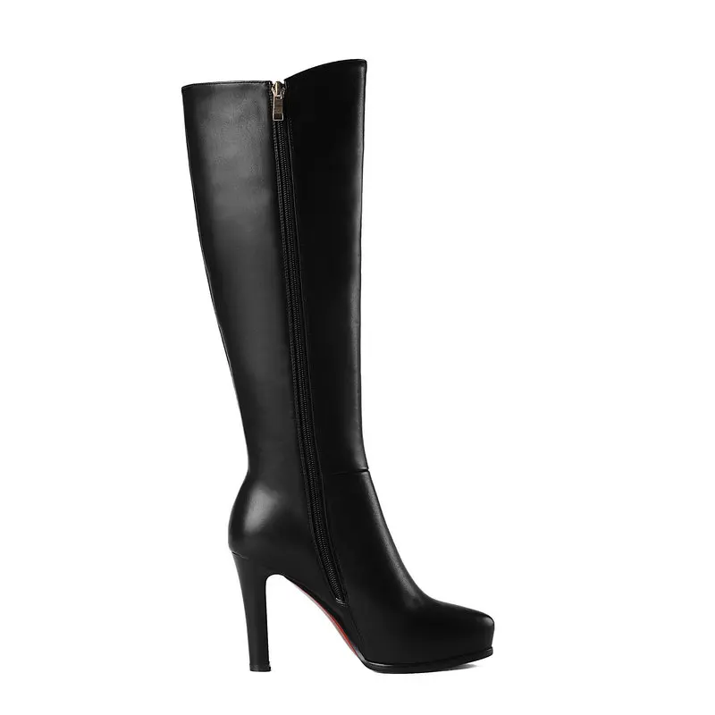 black high heel calf boots