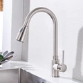Kitchen Faucets Silver Single Handle Pull Out Kitchen Tap Single Hole Handle Swivel 360 Degree Water Mixer Tap Mixer Tap 408906 preview-3