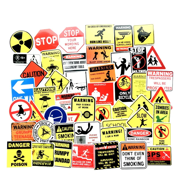 10/30/50PCS Warning Stickers Danger Banning Skateboard Fridge Guitar Laptop  Motorcycle Travel Classic Toy Cool Decals Sticker