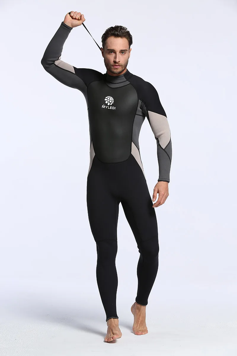 Oulylan 3MM Neoprene Wetsuit Men Keep Warm Swimsuit Scuba Free