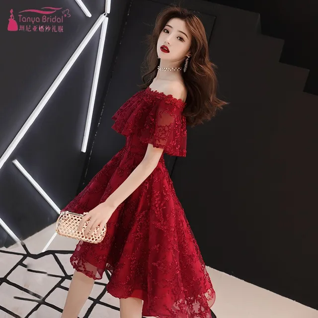 Half Sleeves Short Front Long Back Prom 