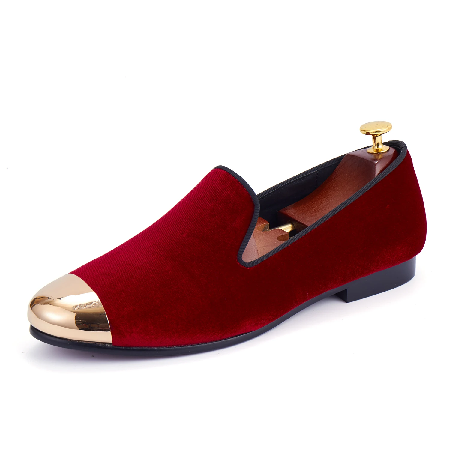 red velvet loafers