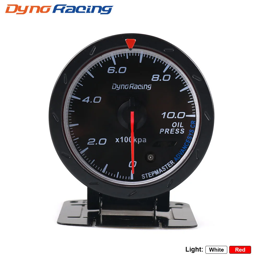 Dynoracing 60MM auto Car Oil pressure Gauge 0-10 BAR Oil Press Meter Red & White Lighting Car Meter with Oil Press Sensor-animated-img