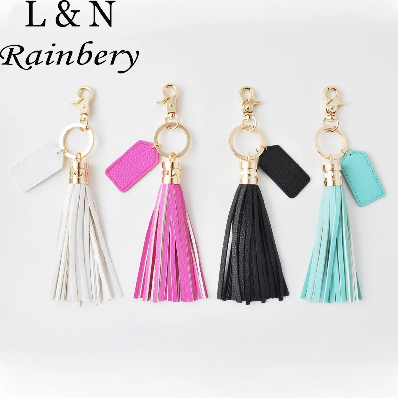 Fashion Simple Leather Tassel Keychain Women Bag Ornaments Key Ring Car Key  Chain Valentines Day Gift Key Holder Fringe Jewelry