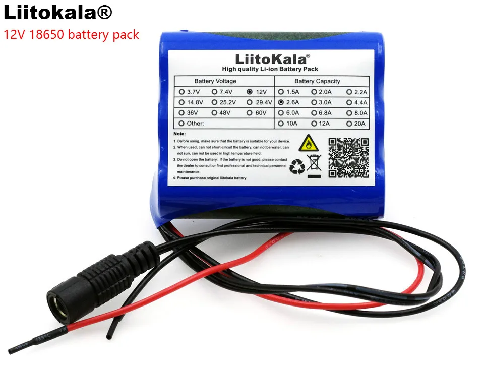 Liitokala New 12 V 2600 mAh lithium-ion Battery pack Monitor CCTV Camera 12.6 V to 11.1 V 18650 backup power-animated-img
