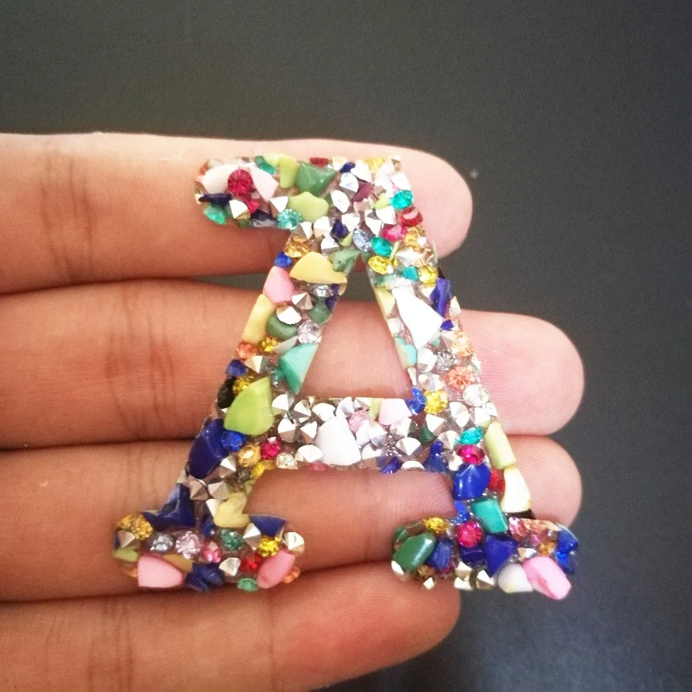 A-Z 1pcs Rhinestone English Alphabet Letter Applique 3D Iron On letters  Patch For Clothing Badge Paste For Clothes Bag Shoes