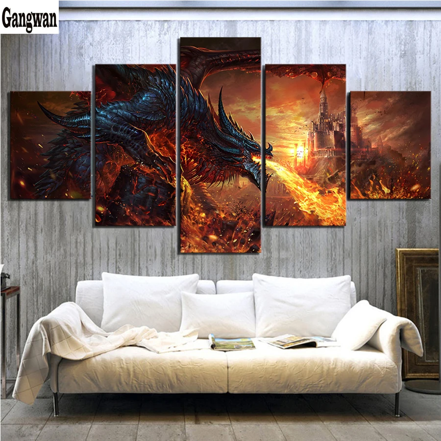 Diamond Painting Animal Dragon Full Square Drill Mosaic Embroidery Cross  Stitch Home Decor 5D DIY Art