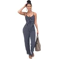 Elegant Striped Sexy Spaghetti Strap Rompers Womens Jumpsuit Sleeveless BacklessBow Casual Wide legs Jumpsuits Leotard Overalls preview-1