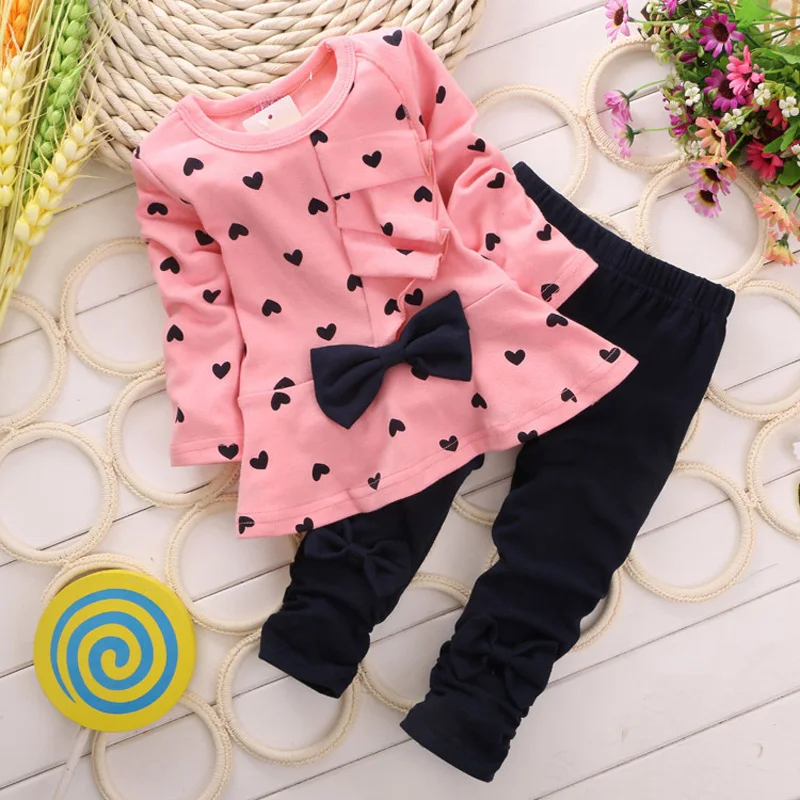 New Spring & Autumn Girls Clothes Sets T-Shirt+ Pants 2Pcs/Set Full Sleeve Clothing Children Active Suits Cotton Kids Wear-animated-img