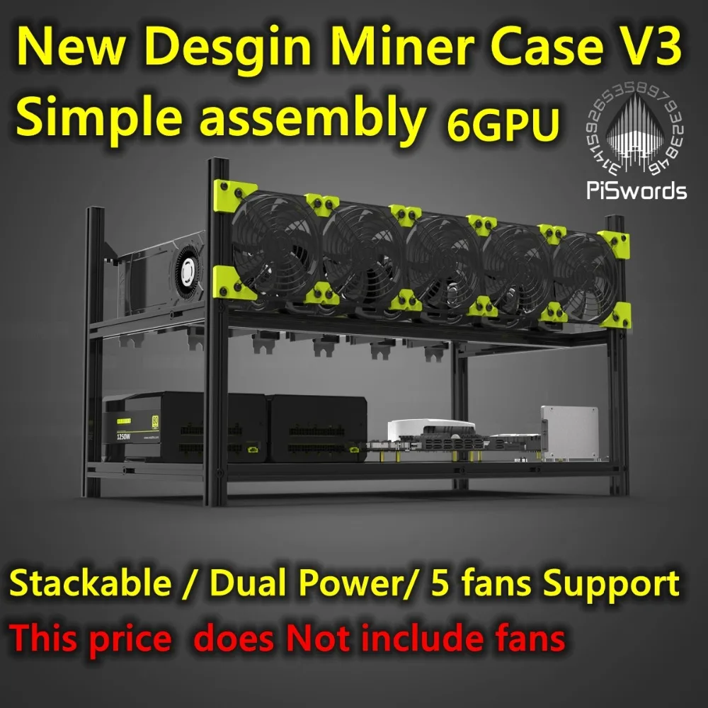 VEDDHA 6 GPU Mining Rig Aluminum Stackable Open Air AI Host Case Computer ETH Frame For Bitcoin Miner Kit Unassembled Ethereum-animated-img