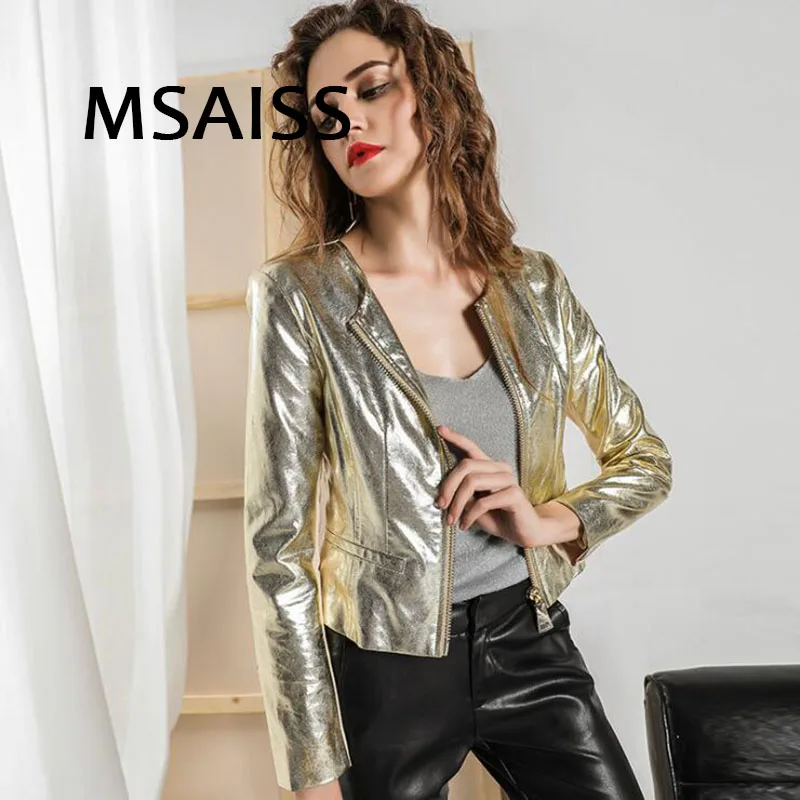 MSAISS European Fashion Gold Leather 
