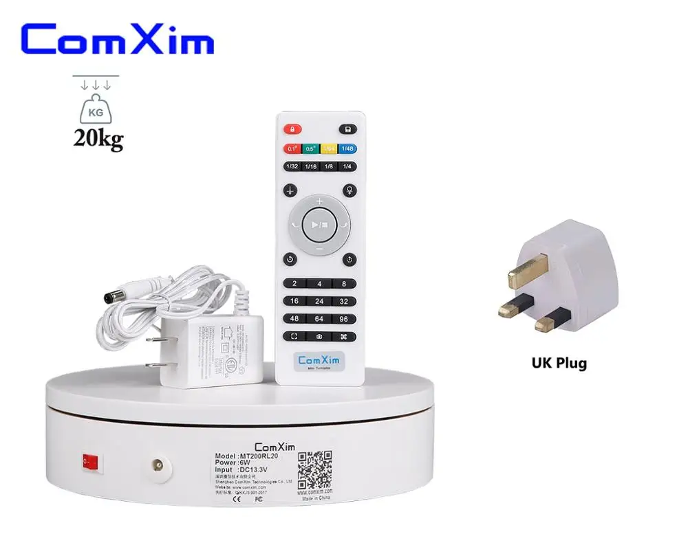 ComXim MT200RL20 20cm 7.87in Remote Control Speed Direction 360° Electric  Rotating Photography Turntable for Display 3D Scanning