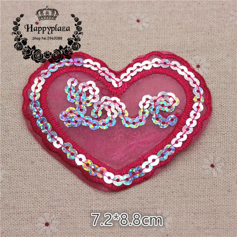 1PCS Heart-Shaped Embroidery Iron on Patches for Clothing Stickers