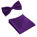 silk Solid Business bowtie men vintage purple  carved  Fashion Novelty ties black wedding bow tie pocket square handkerchief set preview-5