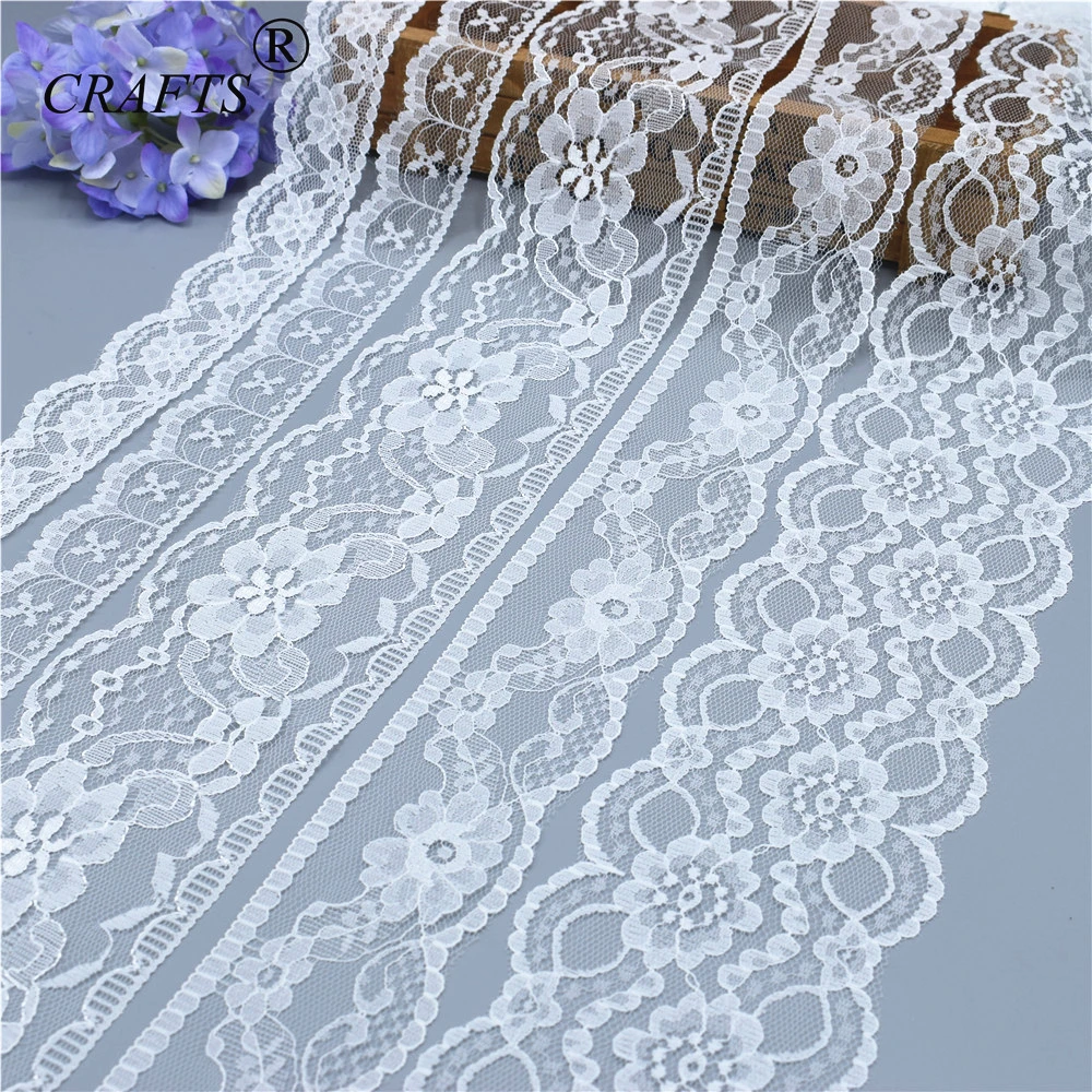 5-10 yards Brand new  beautiful white lace, DIY crafts/wedding/clothing/lace ribbon gift wrapping （5 or 10yards/roll）-animated-img