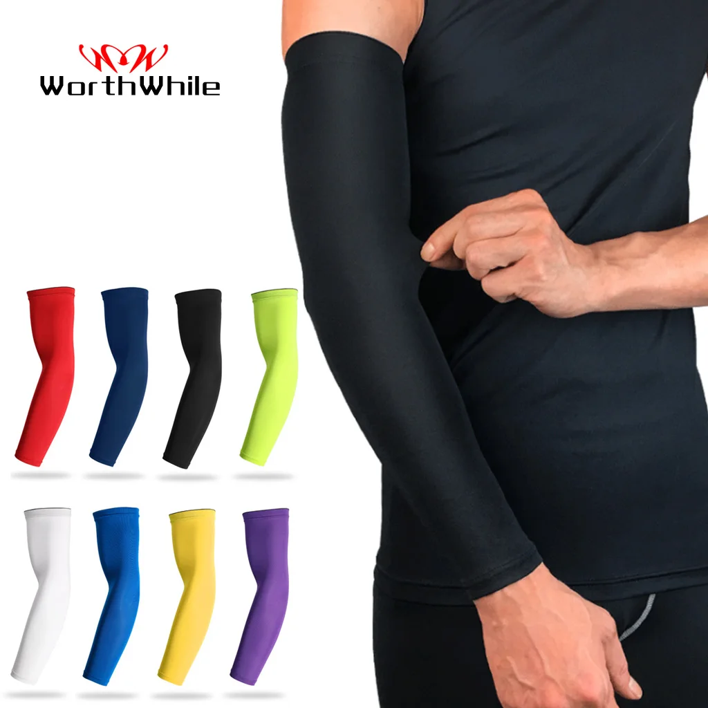 WorthWhile Sports Arm Compression Sleeve Basketball Cycling Arm Warmer Summer Running UV Protection Volleyball Sunscreen Bands-animated-img