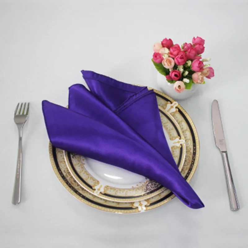 12Pcs Table Napkins 30x30cm Square Satin Fabric Napkin Cloth Pocket  Handkerchief for Wedding Birthday Home Party Napkins Cloth