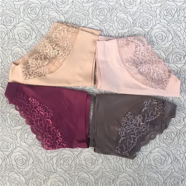 Sexy Lace Panties Seamless Women Underwear Briefs Nylon Silk for
