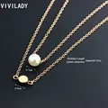 VIVILADY Hot Cute Imitation Pearl Circle Copper Alloy Charm Pendant Layers Chain Necklaces Women Summer Jewelry Bijoux Girl Gift preview-2