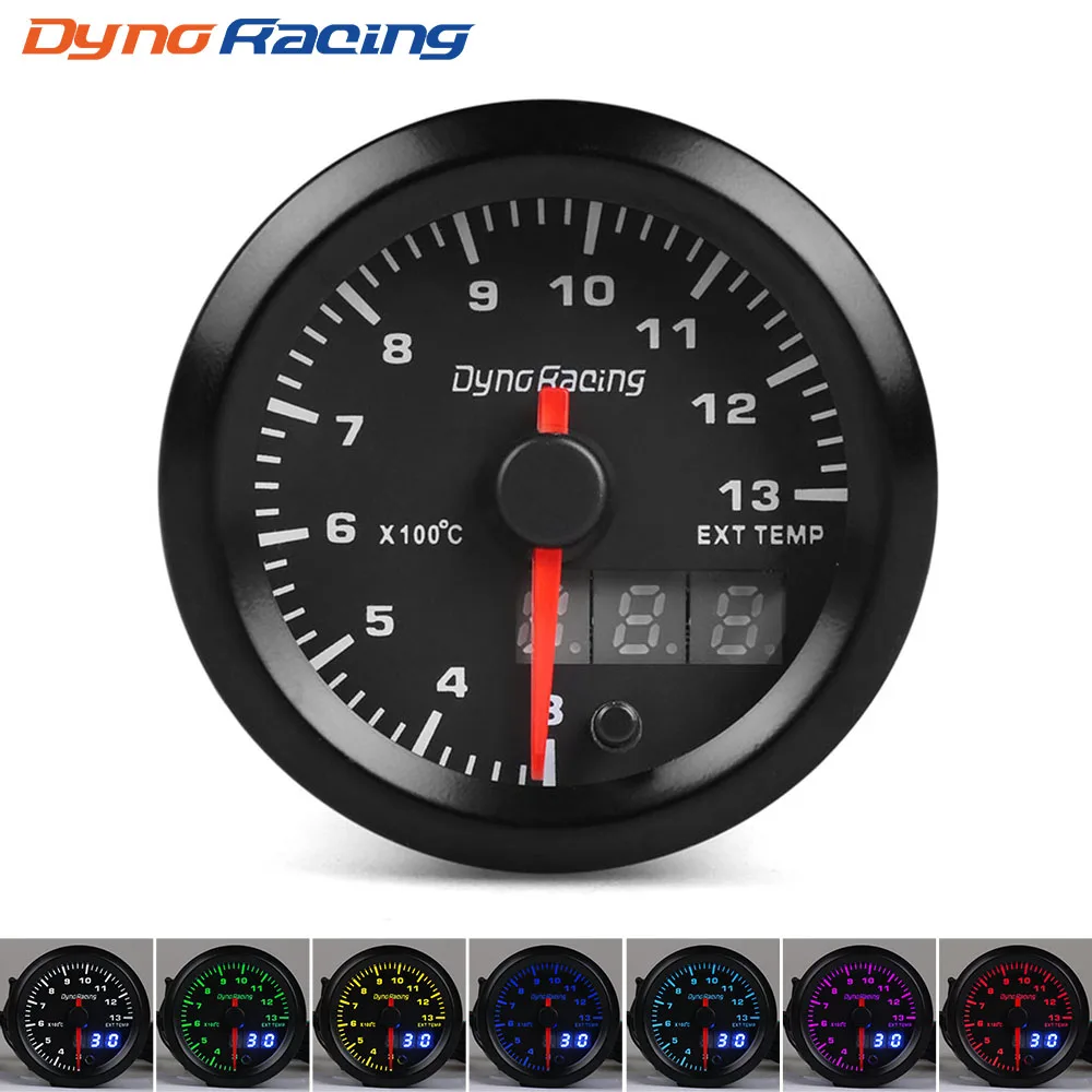 Dynoracing 2'' 52mm Dual Display Exhaust Gas Temp Gauge 7 colors Led 300-1300 Celsius EGT EXT Gauge with Stepper Motor BX101503-animated-img